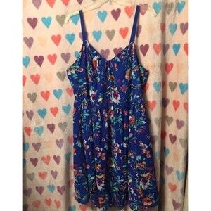 Nicole Miller Blue Floral Dress NWT Straps Cute 16 xl